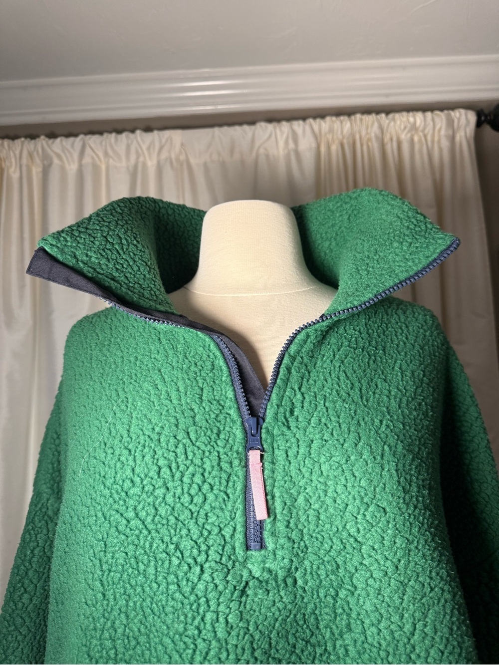 J Crew Polartec Vintage Fleece- Green Pink Accents- Half-Zip Pullover- NWT- L - Picture 9 of 12